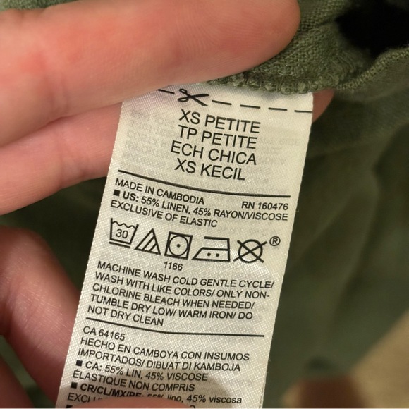 Green linen blend jumpsuit XSP - Picture 4 of 4